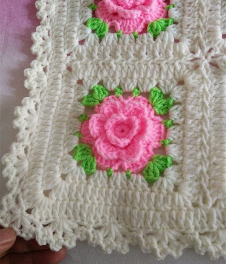 Large Vintage Afghan Blanket Throwgranny SQUARES Crocheted Etsy