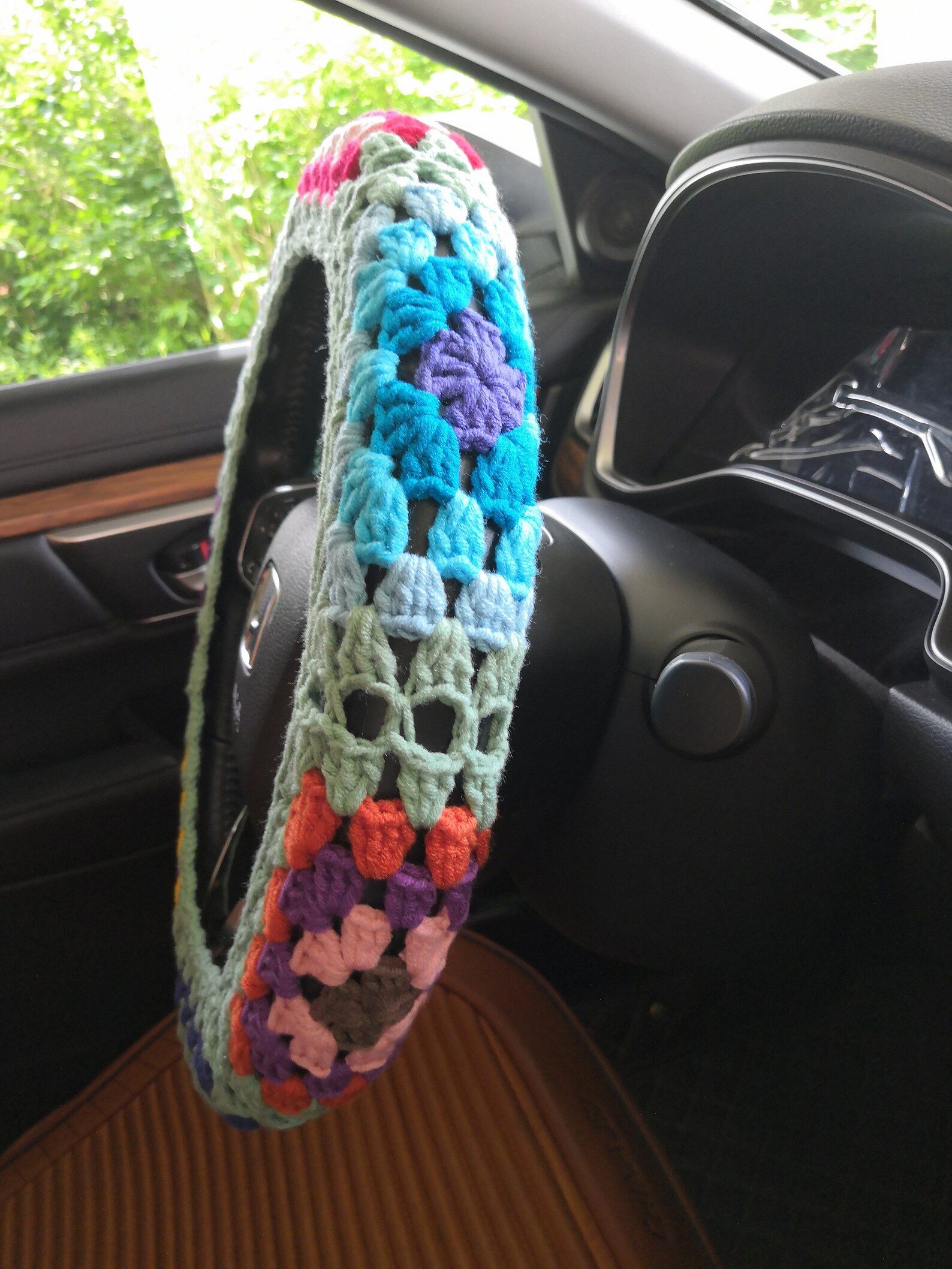 Crochet Granny Square Steering Wheel Covergranny Square Etsy