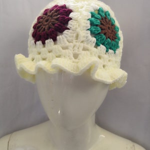 Crochet Flower Bucket Hat,Hand Crochet Cotton Bucket Hats,Crochet Vintage Fashion Bucket Hats ,Cute Unisex Bucket hats,Gift for her