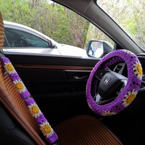 Lenkradhülle,Sonnenblumen Steuerrad Hülle,Gehäkelte Lenkradhülle,Lenkradhülle für Frauen,Niedliche Lenkradhülle