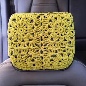 Car Headrest Covers,Crochet Steering Wheel Cover Headrest Covers,Sunflower Seatbelt cover,Car Decor Cover Seat Headrest cover,Gift for her