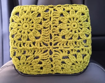 Car Headrest Covers,Crochet Steering Wheel Cover Headrest Covers,Sunflower Seatbelt cover,Car Decor Cover Seat Headrest cover,Gift for her