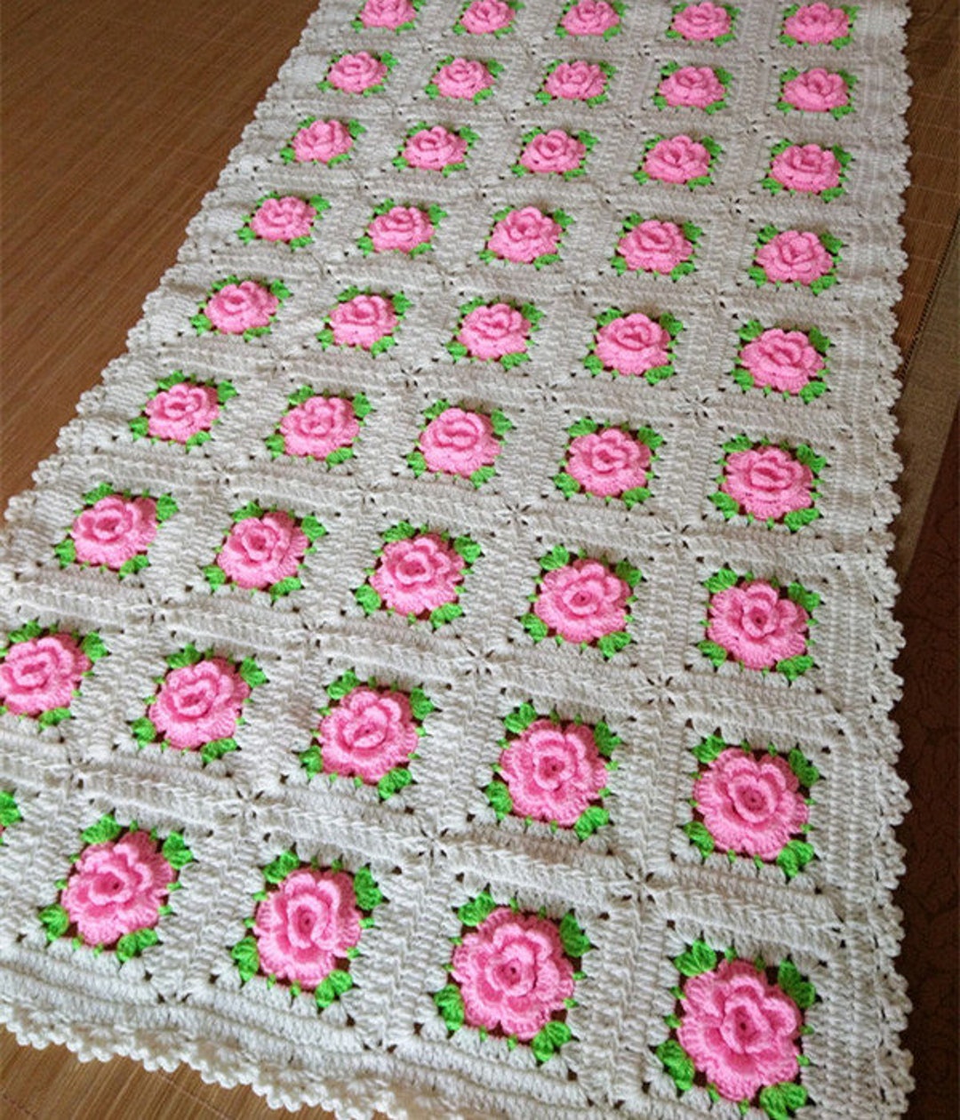 Large Vintage Afghan Blanket Throwgranny SQUARES, Crocheted, Handmade