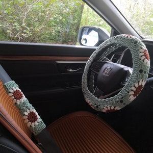 Steering Wheel Cover For Women,Sunflower Steering Wheel Cover,Crochet Steering Wheel Cover,Cute Steering Wheel Cover,Christmas gift