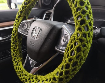 Handmade Crochet Steering Wheel Cover: Boho Car Accessory