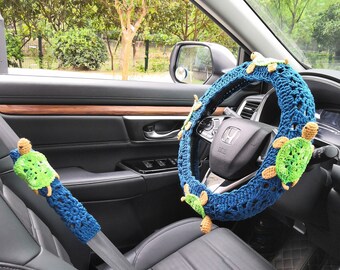 Coprivolante universale a forma di tartaruga marina, 38,1 cm, per auto, accessorio decorativo per interni dell'auto, in microfibra, per uomo e donna