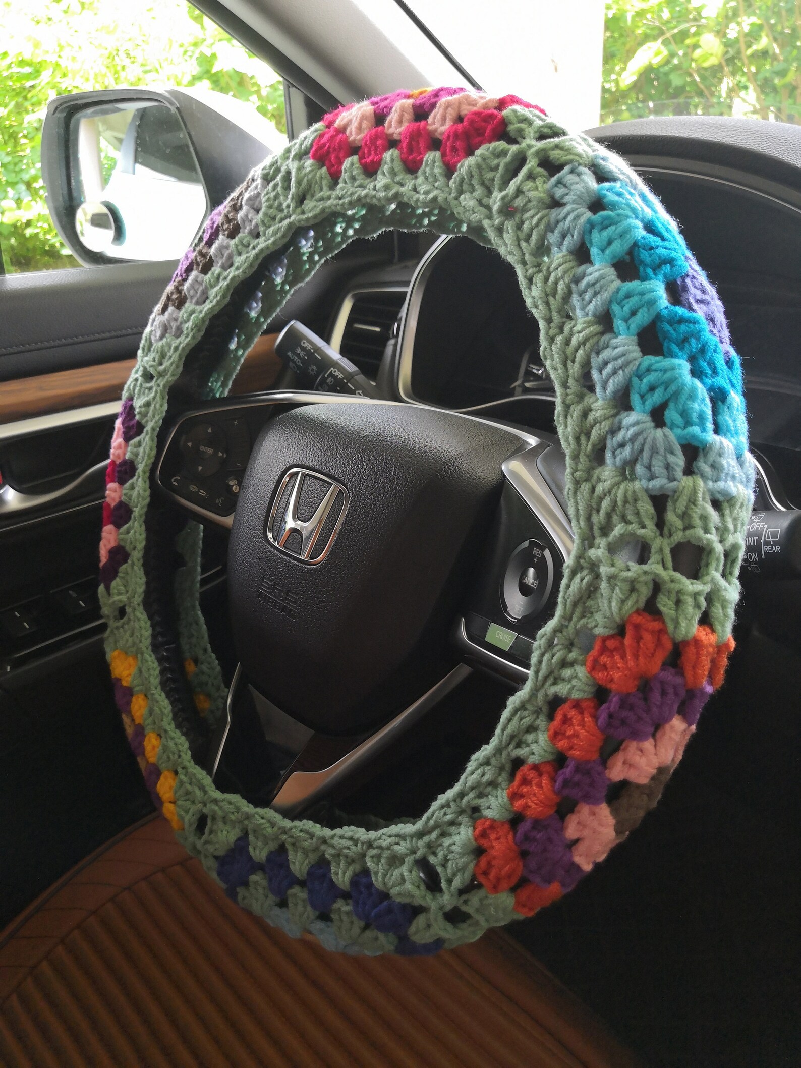 Crochet Granny Square Steering Wheel Covergranny Square Etsy