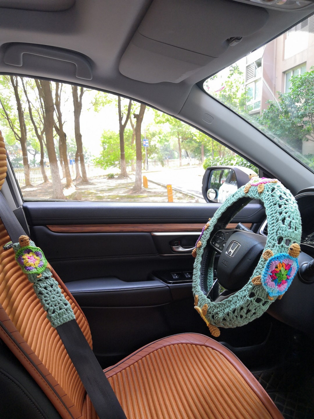Car Steering Wheel Cover,crochet 3D Sea Turtle Steering Wheel Cover for