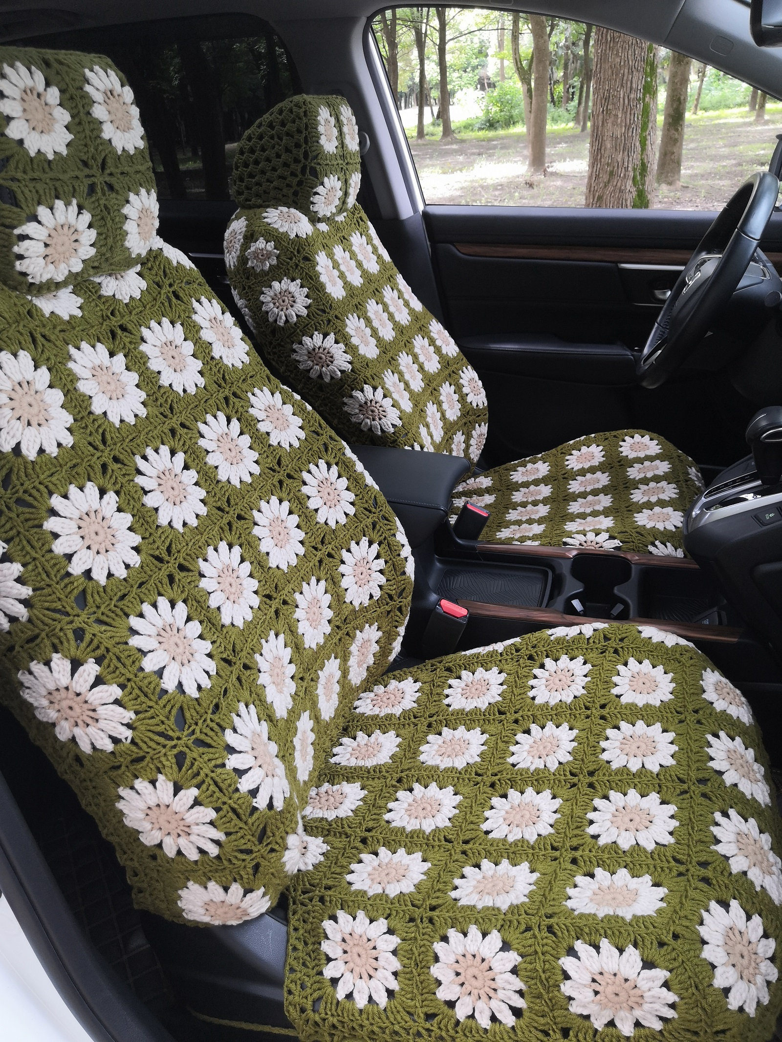 Crochet Sunflower Seat Covers car Seat Covers front Full Seat