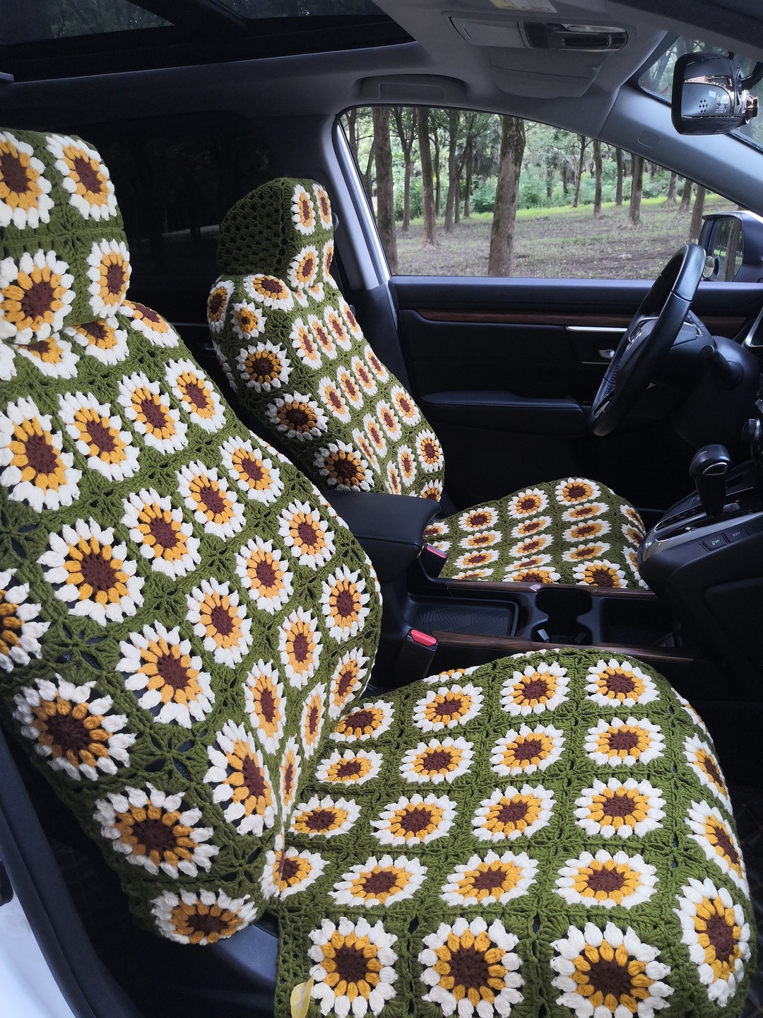 Sunflower Seat Covers,crochet Car Seat Covers,car Front Seat Headrest