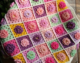 Crochet afghan blanket crochet blanket handmade crochet bedspread granny square blanket Handmade Crochet Throw home decor personalized gifts