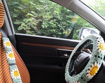 Steering Wheel Cover,Sunflower Steering Wheel Cover,Crochet Steering Wheel Cover,Steering Wheel Cover For Women,Cute Steering Wheel Cover