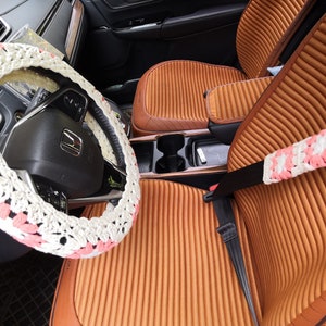 Sonnenblume häkeln Lenkrad Abdeckung, häkeln Sitzgurt Abdeckung, Frauen Auto-Zubehör, häkeln Auto-Zubehör, Lenkrad AbdeckungHäkchen