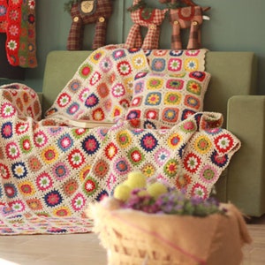 Crochet blanket, colorful blanket, handmade bedspread, crochet afghan throw, Crochet blanket, Handmade blanket,Granny Square blanket image 6