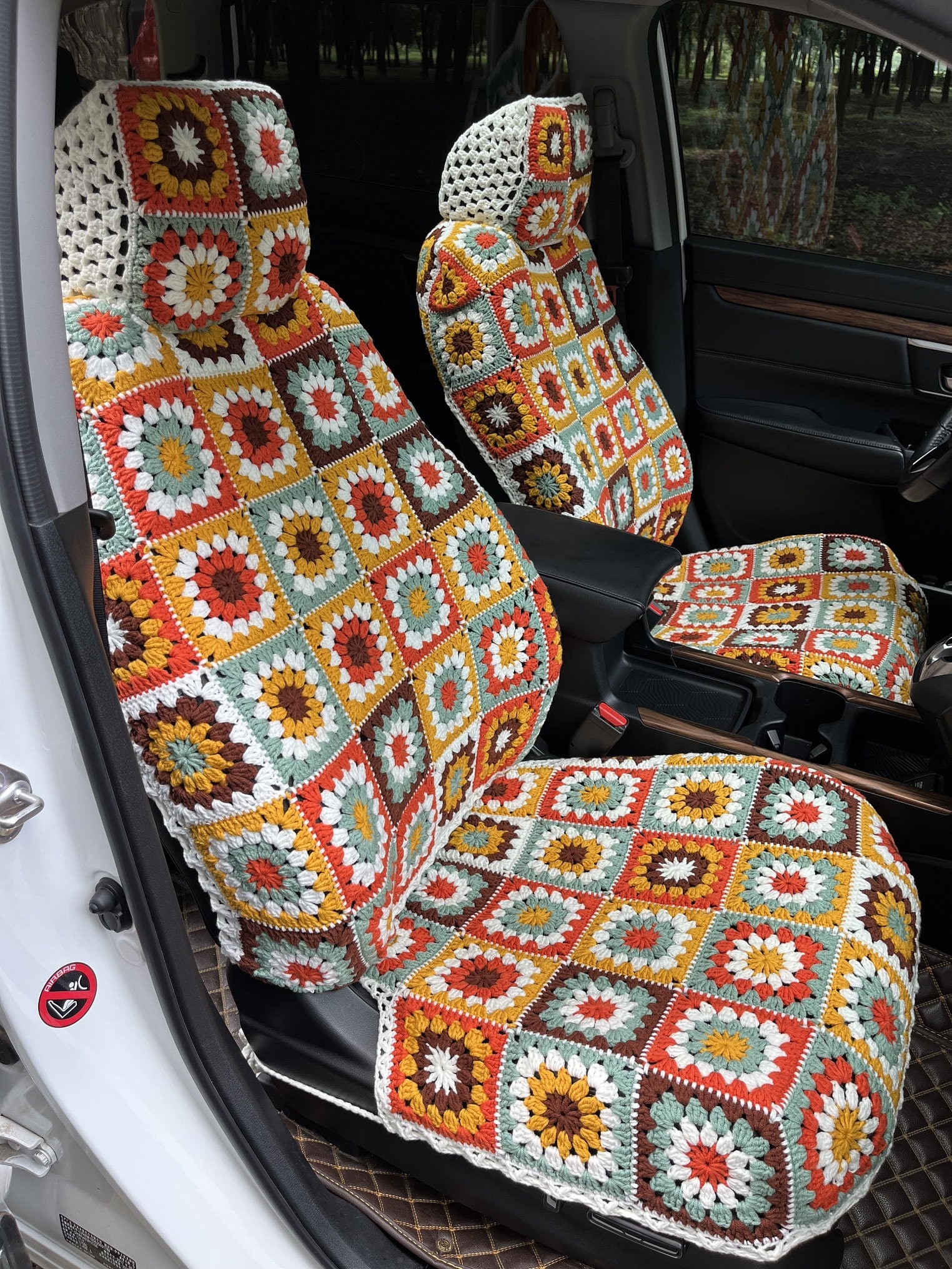 Buy Car Seat Cover,crochet Seat Covers,rainbow Granny Square