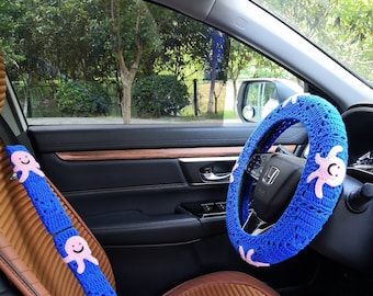 Car Steering Wheel Cover,Crochet 3D Octopus Steering Wheel Cover For Women,Cute Animal Steering Wheel Cover,Christmas gift,Halloween gift