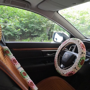 Crochet Steering Wheel Cover,Sunflower Steering Wheel Cover,Steering Wheel Cover for women,Steering Wheel Cover,Christmas gift for car