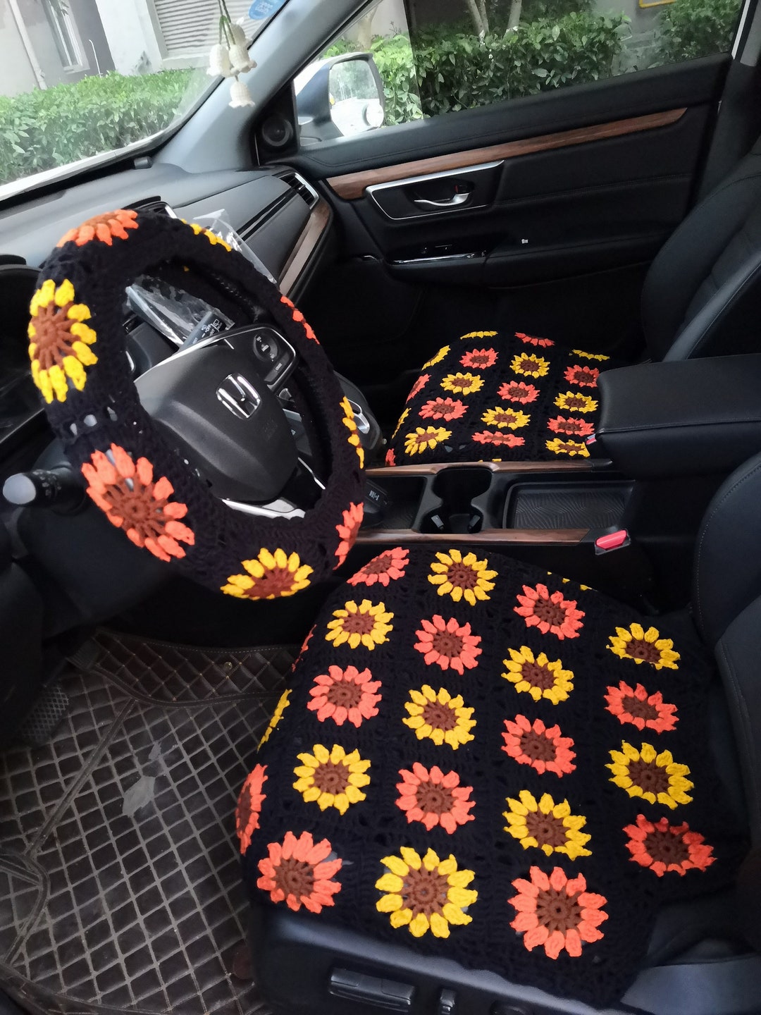 Seat Covers,crochet Sunflower Seat Cover,car Front Seat Covers Set for