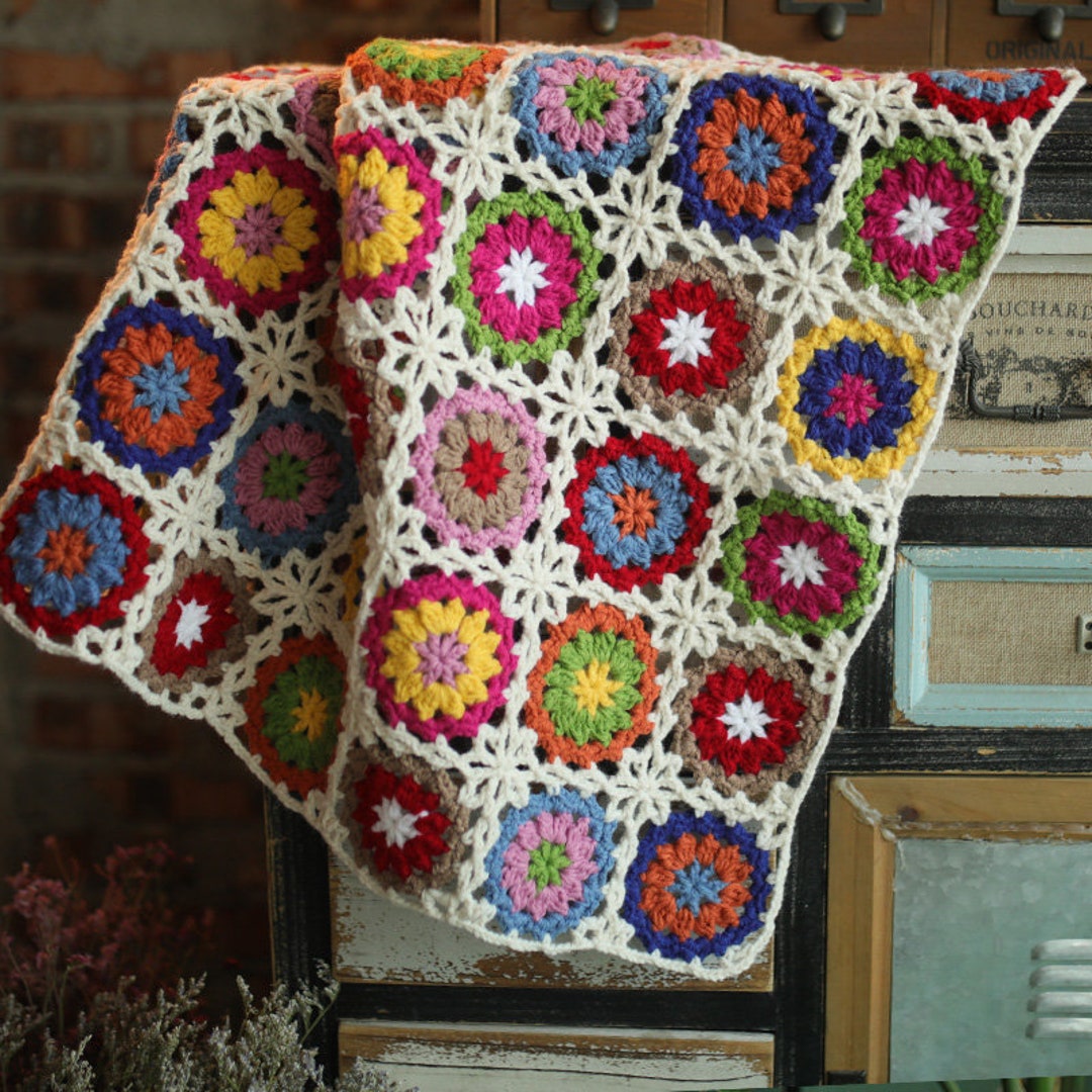 Crochet Blanket flower Patterntable Runnertea Etsy