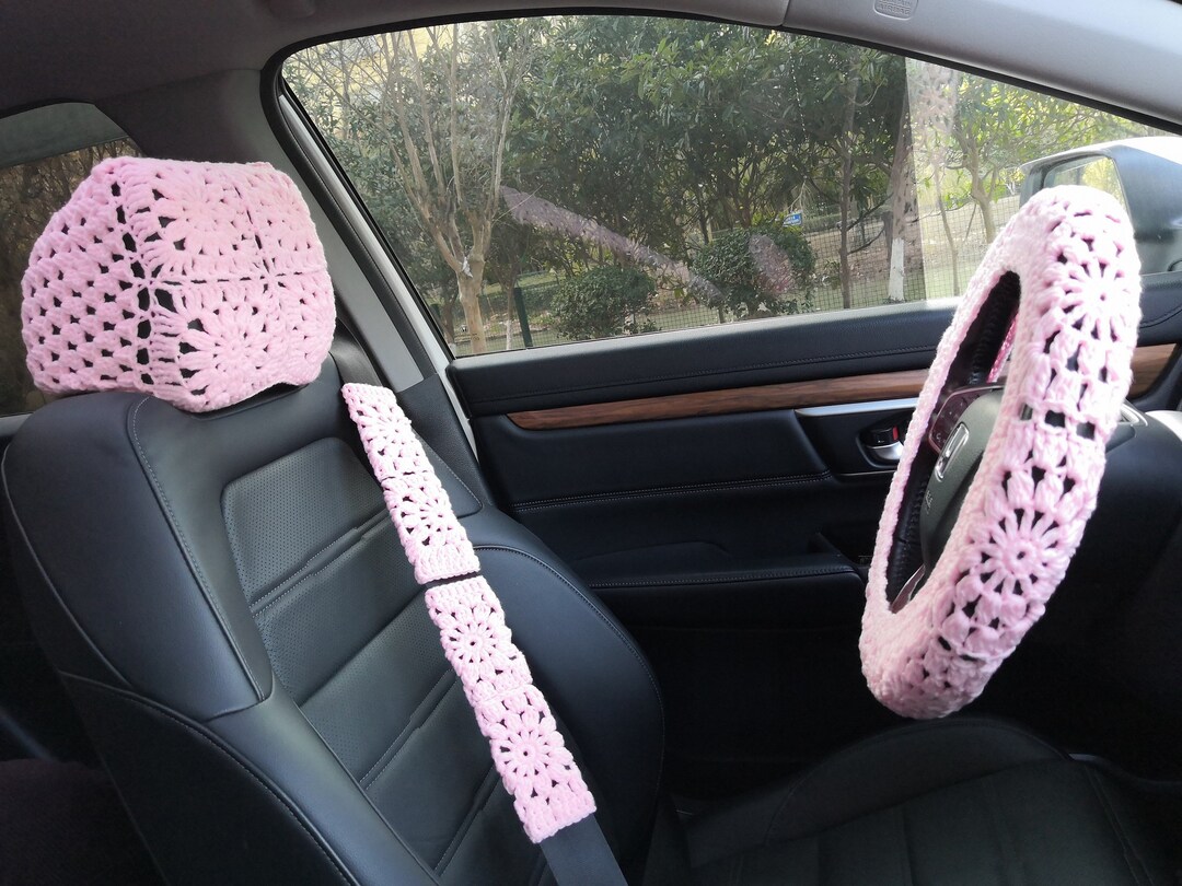 Car Seat Headrest Coverssunflower Headrest Covercrochet Etsy