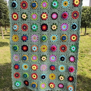 Crochet blanket,Granny Square blanket,Crochet puff granny square blanket,3D colorful blanket,crochet afghan blanket,flower afghan blanket