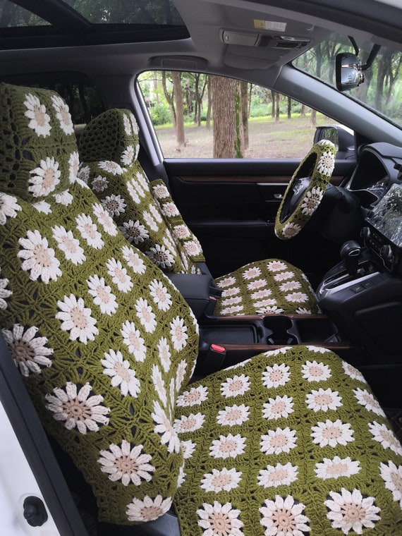 Sunflower Aztec Tribe Car Seat Covers Full Set – 12-Piece Universal Fit With Steering Wheel Cover & Accessories