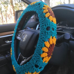 Car Steering Wheel Cover,Crochet Steering Wheel Cover,Steer Wheel Cover For Women,Crochet Flower Cover,Cute Steer Wheel Cover,Birthday Gift