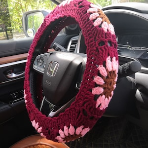 Virkat solrosbiltillbehörsset: Rattskydd och underlägg A  Wheel cover