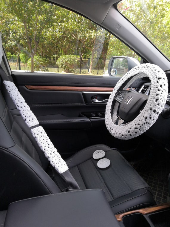 Coprivolante All'Uncinetto Fatto A Mano A Forma Di Fragola - Quadrato, Morbido, 35,5-38,1 Cm, Accessorio Auto Per Donna E Ragazza, CSWCS