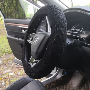 Crochet Steering Wheel Cover,Black Steering Wheel Cover,Sunflower Steering Wheel Cover For Men and Women,Solid Color Steering Wheel Cover