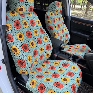 Sunflower Seat Covers,Car Seat covers,Car Front Seat Cover Car Accessories,Crochet Car Seat Cover,Car Decor Cover Set For Men And Woman