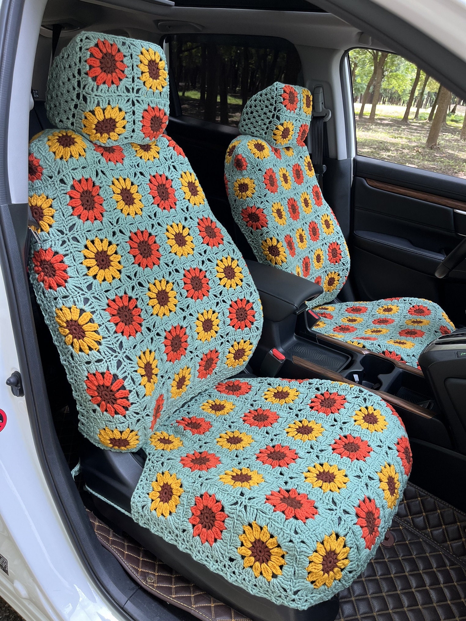 Seat Covers For Cars For Women 23-Piece Sunflower Car Accessories