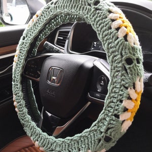 Steering Wheel Cover,Sunflower Steering Wheel Cover,Crochet Steering Wheel Cover,Steering Wheel Cover For Women,Cute Steering Wheel Cover image 4