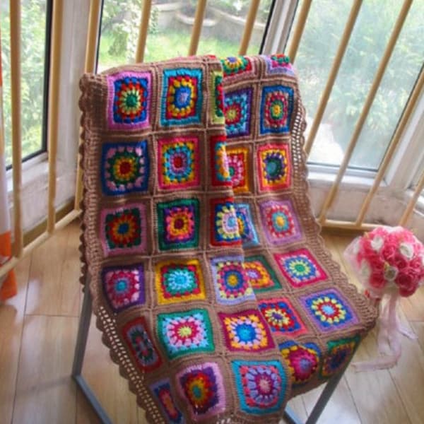 Crochet Granny Square Blanket, Handmade Blanket, Home Warming Gift, Home Blanket,Afghan Blanket, Vintage Blanket,Large Crochet Blanket