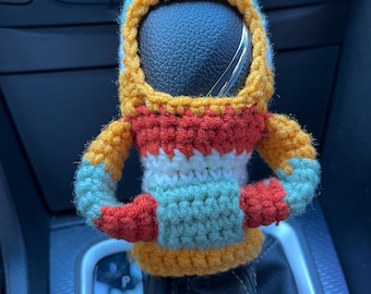 Sudadera con capucha tejida a crochet para la palanca de cambios del coche: accesorio para coche hecho a mano
