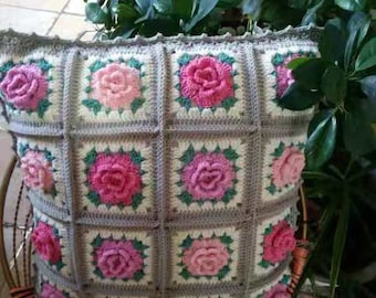 Crochet Pillow cover, Granny Square Cover Pillow, crochet cushion cover, throw pillow, handmade decor,retro pillowcase,Crochet Pillow case