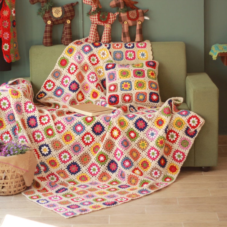 Crochet Blanket Colorful Blanket Handmade Bedspread Crochet Etsy