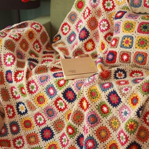Crochet blanket, colorful blanket, handmade bedspread, crochet afghan throw, Crochet blanket, Handmade blanket,Granny Square blanket image 2