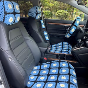 Crochet Daisy Car Seat Cover: Handmade Car Interior Accessory