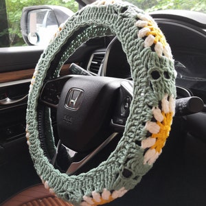 Steering Wheel Cover,Sunflower Steering Wheel Cover,Crochet Steering Wheel Cover,Steering Wheel Cover For Women,Cute Steering Wheel Cover A Wheel cover