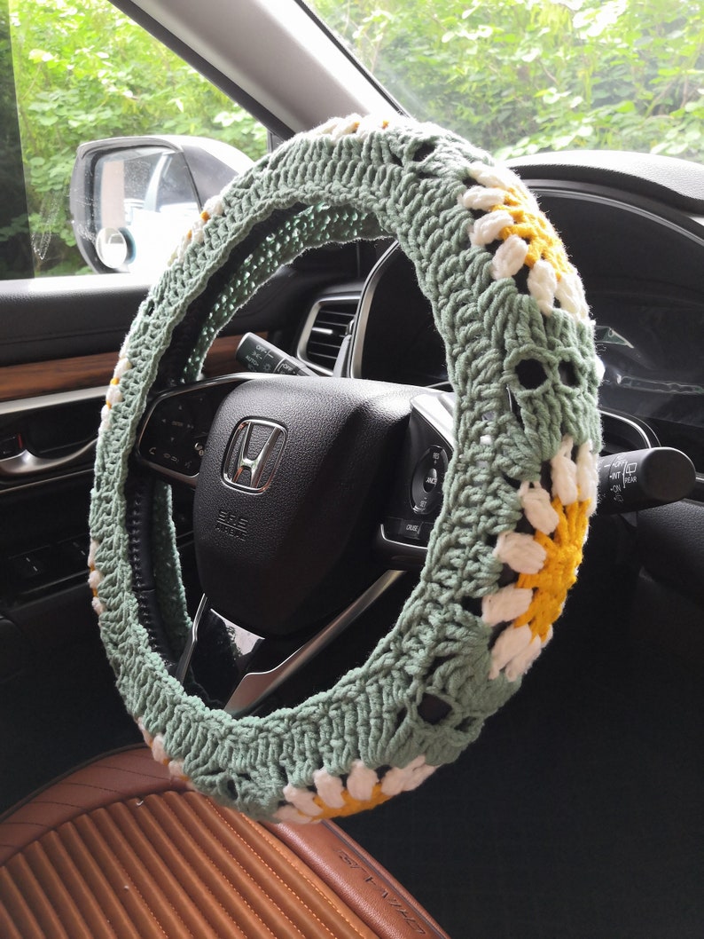 Steering Wheel Cover,Sunflower Steering Wheel Cover,Crochet Steering Wheel Cover,Steering Wheel Cover For Women,Cute Steering Wheel Cover A Wheel cover