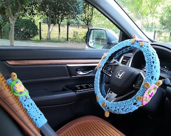 Car Steering Wheel Cover For Women,Crochet Sea Turtle Steering Wheel Cover,Crochet Animal Steer Wheel ,Cute Steer Wheel Cover ,Gift for her