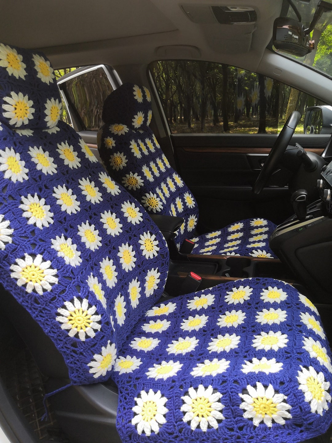 Sunflower Seat Covers,crochet Car Seat Covers,front Seat Cover Steering