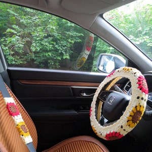 Sunflower Steering Wheel Cover,Crochet Steering Wheel Cover,Steering Wheel Cover For Women,Crochet Car Accessories,Cute Steering Wheel Cover
