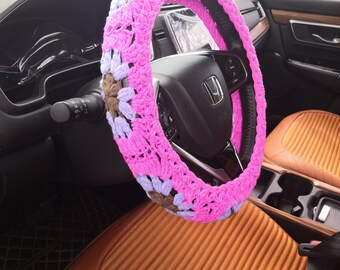 Handmade Crochet Sunflower Steering Wheel Cover (14-15in)