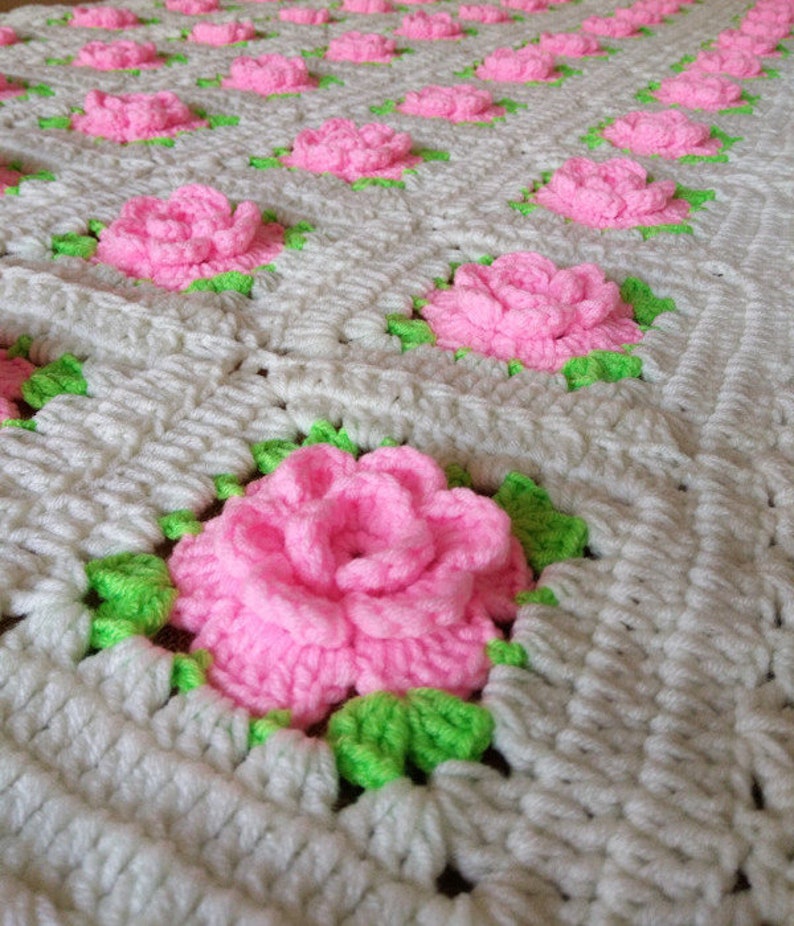 Large Vintage Afghan Blanket Throwgranny SQUARES Crocheted Etsy