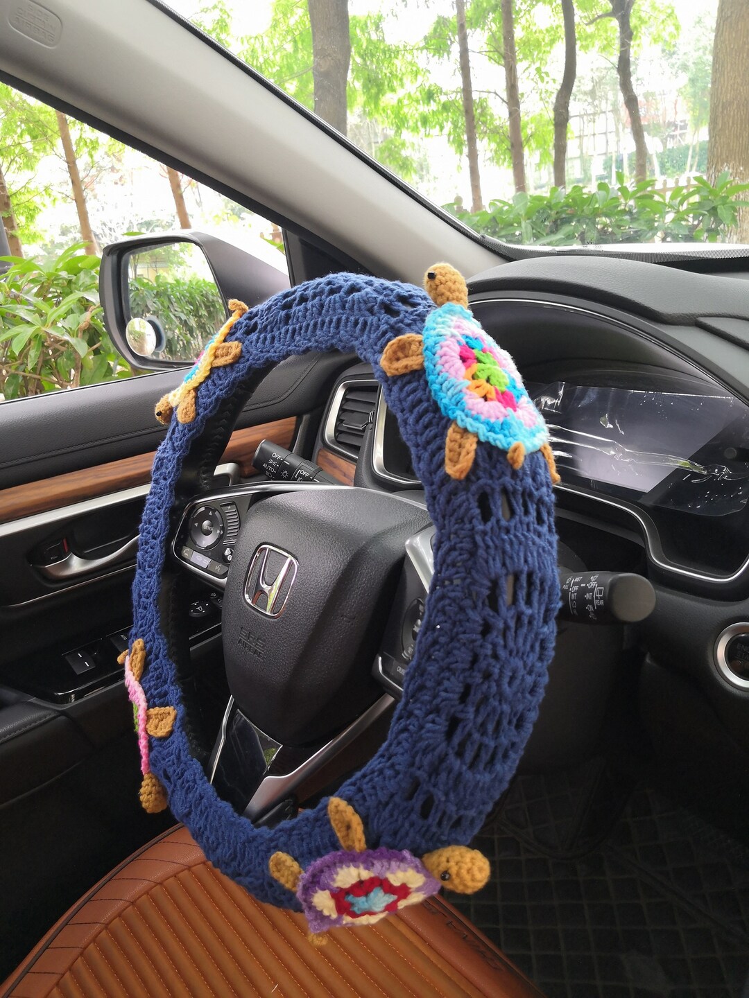 Car Steering Wheel Cover,crochet 3D Sea Turtle Steering Wheel Cover for