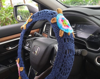 Crochet Sea Turtle Steering Wheel Cover, Car Accessory Gift