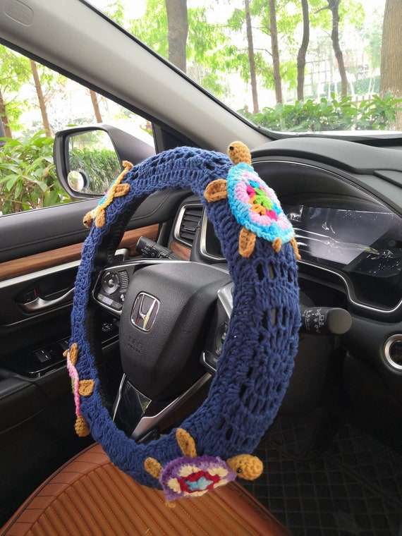 Crochet Sea Turtle Steering Wheel Cover, Car Accessory Gift