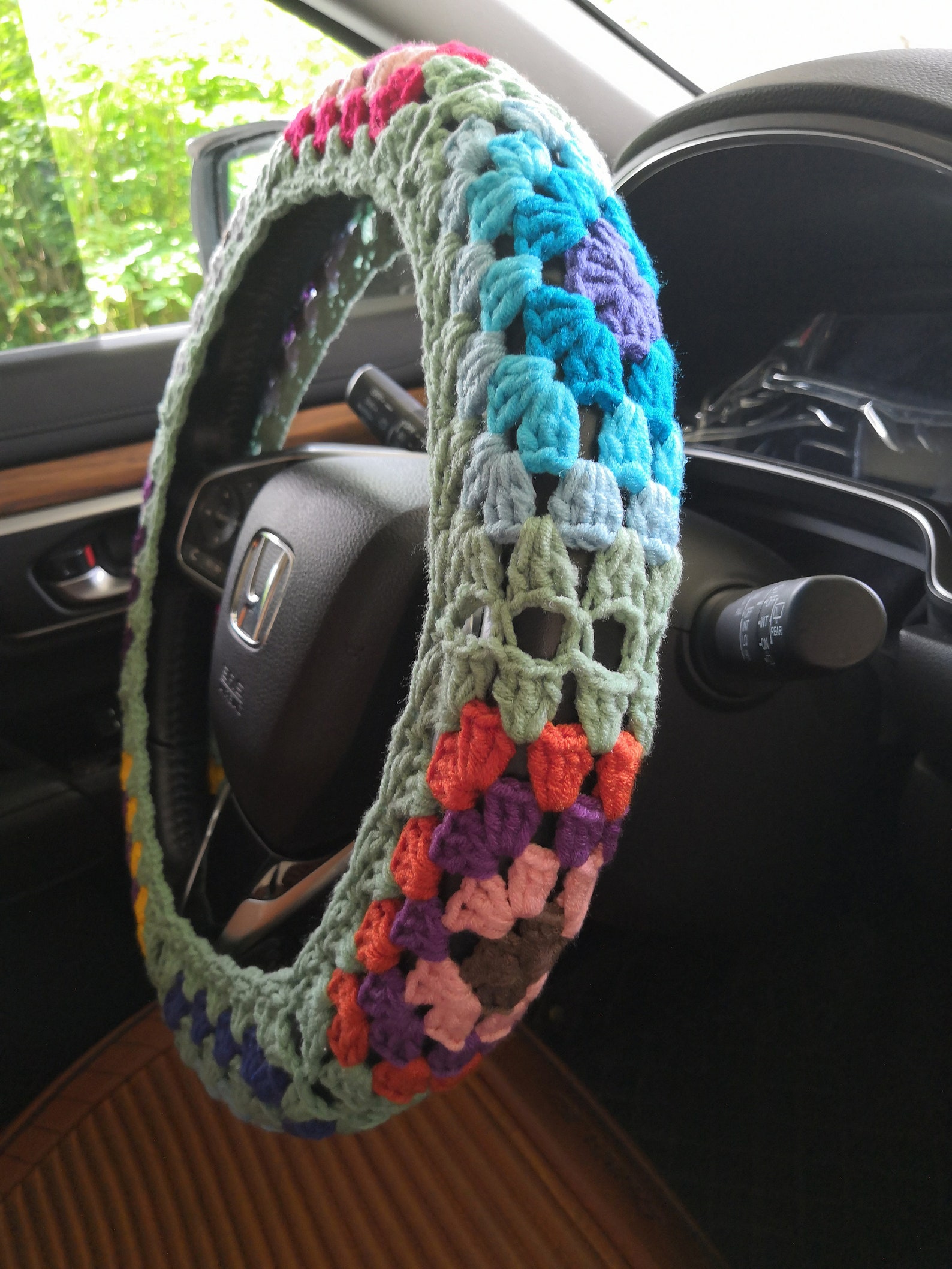 Crochet Granny Square Steering Wheel Covergranny Square Etsy